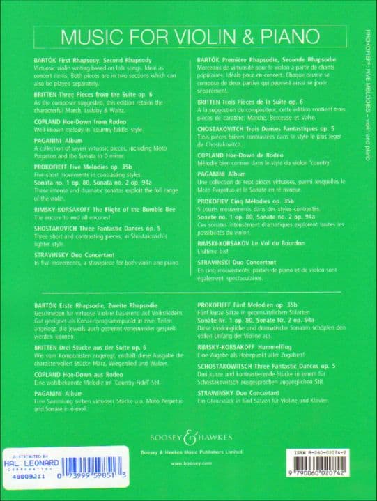 Prokofiev, Serge - Five Melodies, Op 35 - Violin and Piano - published by Boosey & Hawkes - Image 3
