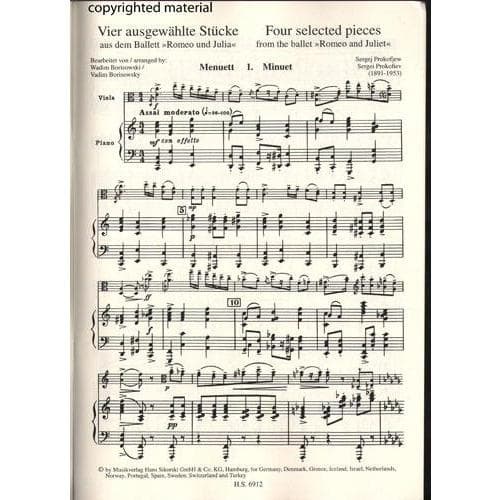 Prokofiev, Serge - Four Selected Pieces from Romeo/Juliet For Viola and Piano Published by Sikorski - Image 3