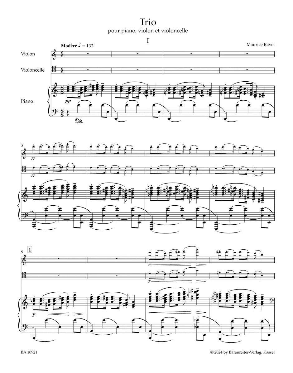 Ravel, Maurice - Piano Trio - for Piano, Violin, and Cello - edited by Woodfull-Harris - Barenreiter Urtext - Image 2