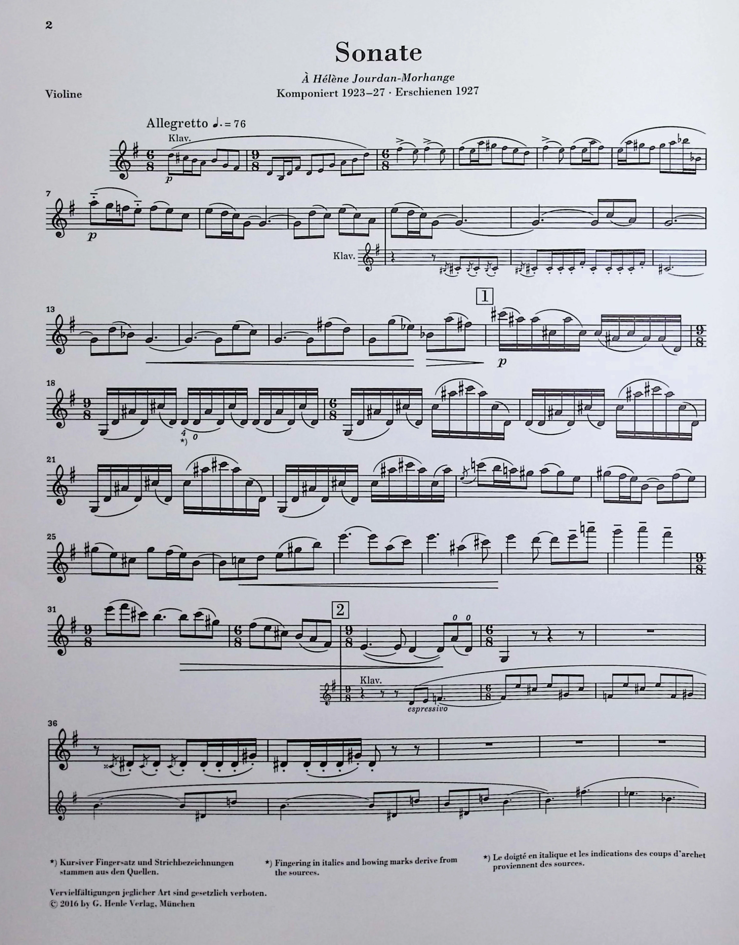 Ravel, Maurice - Sonata in G major for Violin and Piano - Edited by Kramer - G Henle Verlag URTEXT - Image 3