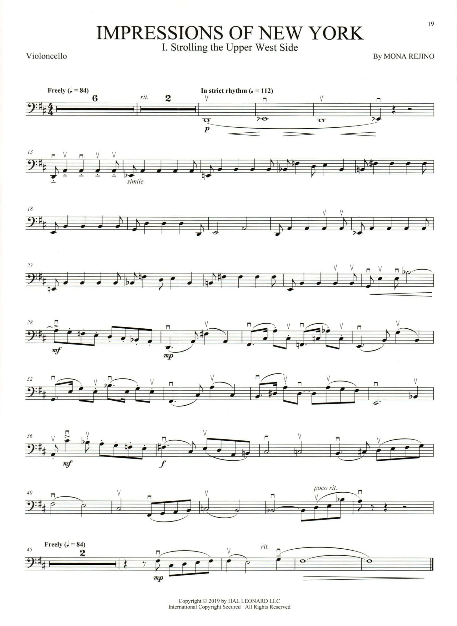 Rejino, Mona - Impressions of New York - for Viola (Violin), Cello, and Piano - Hal Leonard - Image 4