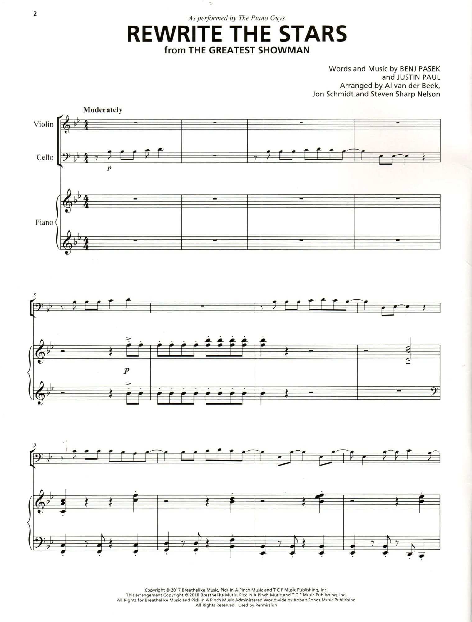 Rewrite the Stars from The Greatest Showman - for Violin, Cello and Piano - as Performed by The Piano Guys - Hal Leonard - Image 2