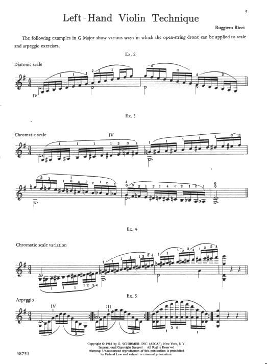 Ricci, Ruggiero - Left Hand Violin Technique - published by G Schirmer - Image 3