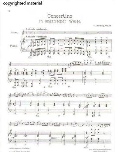 Rieding, Oscar - Concertino In a minor Op 21 For Violin and Piano Published by Bosworth & Co - Image 3