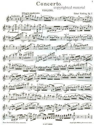 Rieding, Oskar - Violin Concerto in E Minor, Op 7 - Violin and Piano - Bosworth - Image 2