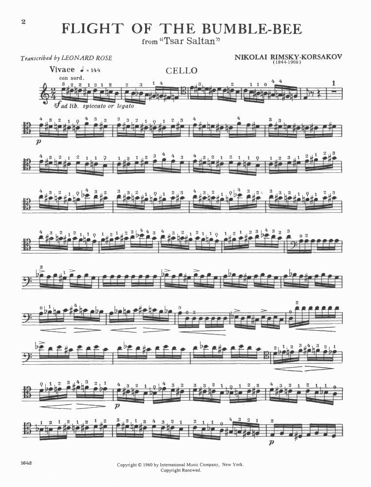 Rimsky-Korsakov, Nikolai - Flight of the Bumble Bee - for Cello and Piano - edited by Rose - International Music Company - Image 2