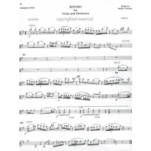 Rolla - Rondo For Viola and Orchestra (Piano Reduction) Edited by Walter Trampler Published by Rarities for Strings Publications - Image 2