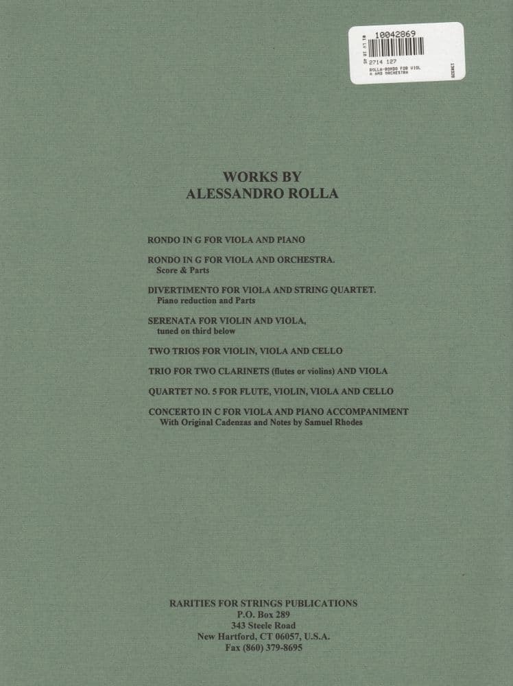 Rolla - Rondo For Viola and Orchestra (Piano Reduction) Edited by Walter Trampler Published by Rarities for Strings Publications - Image 4