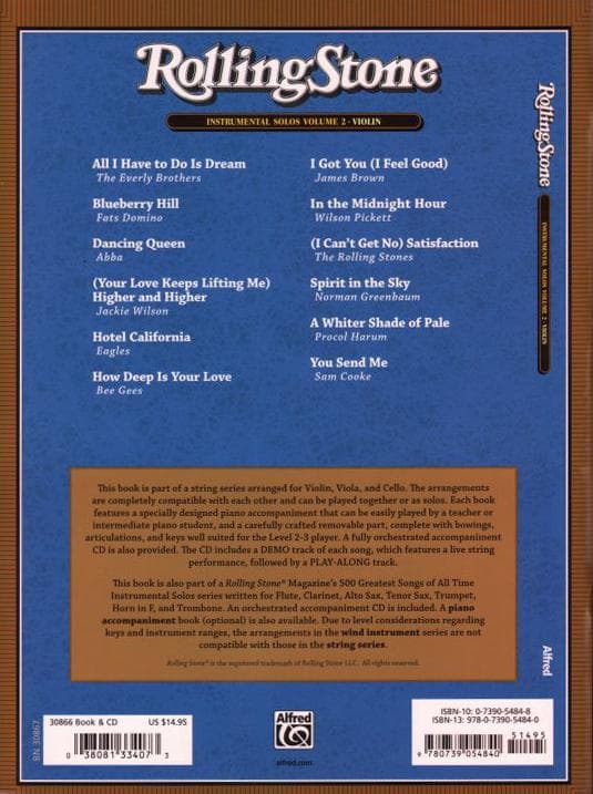 Rolling Stone: 500 Greatest Songs of All Time, Volume 2 - Violin and Piano - Book/CD - arranged by Galliford, Neuburg and Edmondson - Alfred Music - Image 4