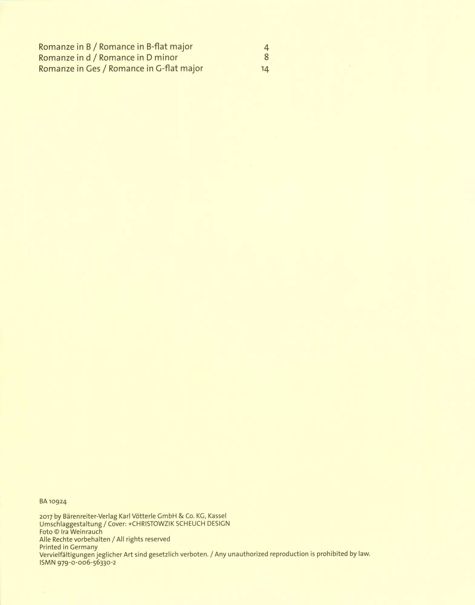 Kim, Roman - Three Romances - for Violin and Piano - Barenreiter - Image 2