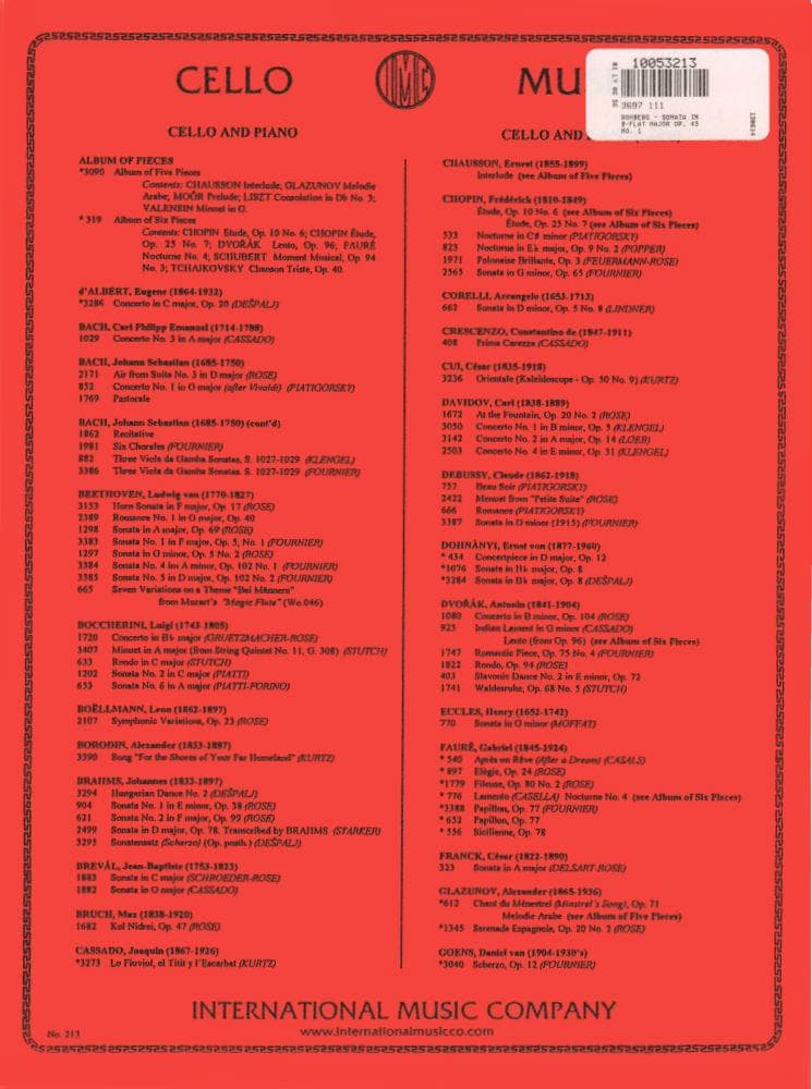 Romberg, Bernhard - Cello Sonata in B-Flat Major, Op 43 No 1 - for Cello and Piano - edited by F G Jansen - International Music Company - Image 3