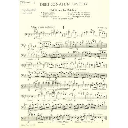 Romberg - Three Sonatas, Op 43, Two Cellos Peters Edition - Image 2