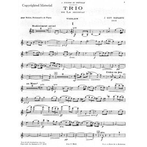 Ropartz, J Guy - Trio in a minor (1918) - Violin, Cello, and Piano - Lauren Publications - Image 3