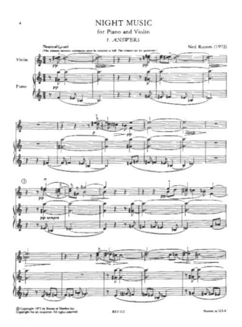 Rorem, Ned - Night Music for Piano and Violin - published by Boosey & Hawkes - Image 3