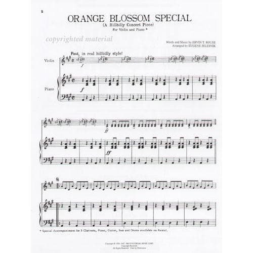 Rouse, Ervin - Orange Blossom Special - Violin and Piano - arranged by Eugene Jelesnik - Universal Music Publishing - Image 2