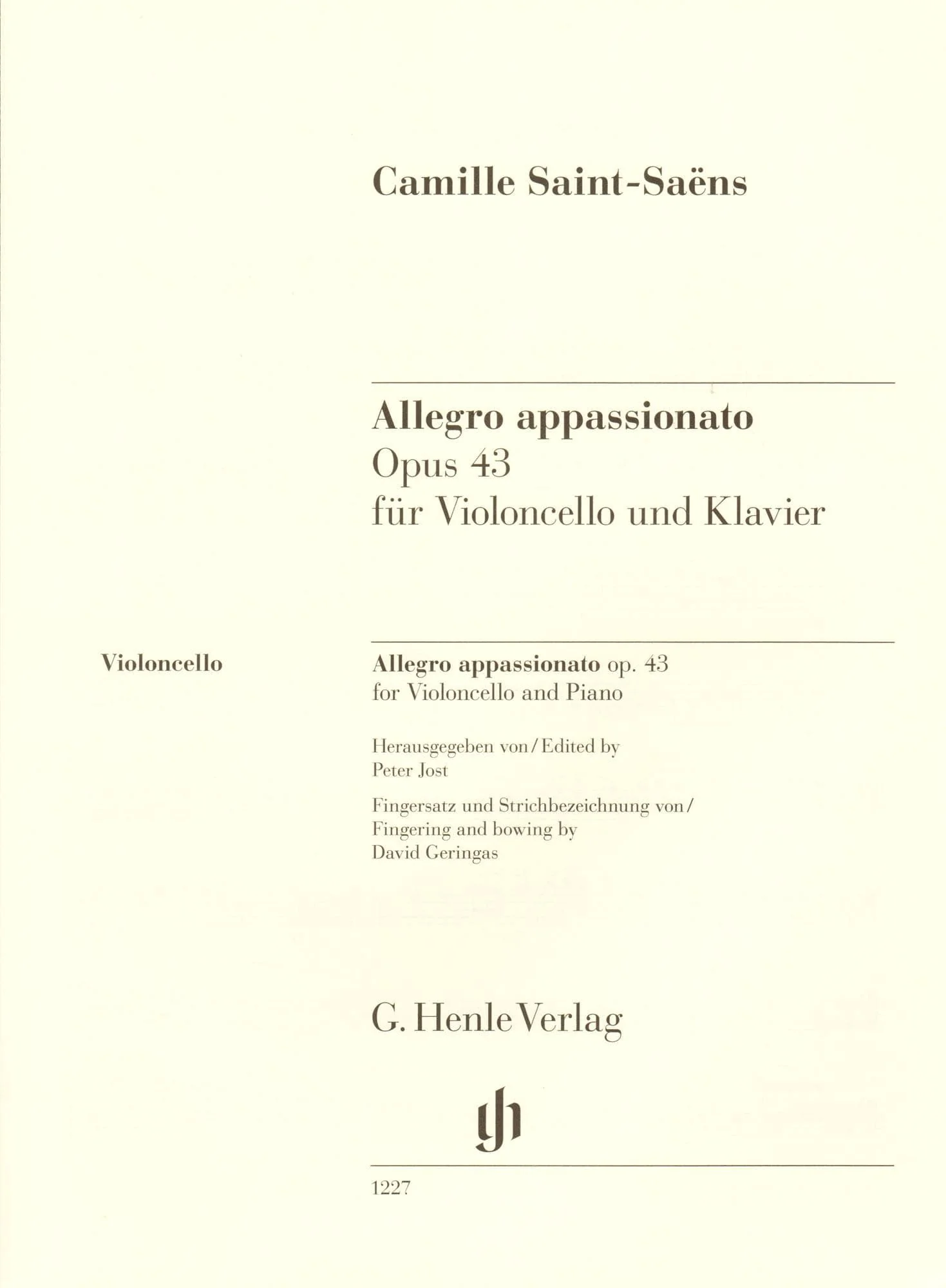 Saint-Saëns, Camille - Allegro Appassionato, Opus 43 - for Cello and Piano - edited by Jost and Geringas - G. Henle Verlag URTEXT - Image 6