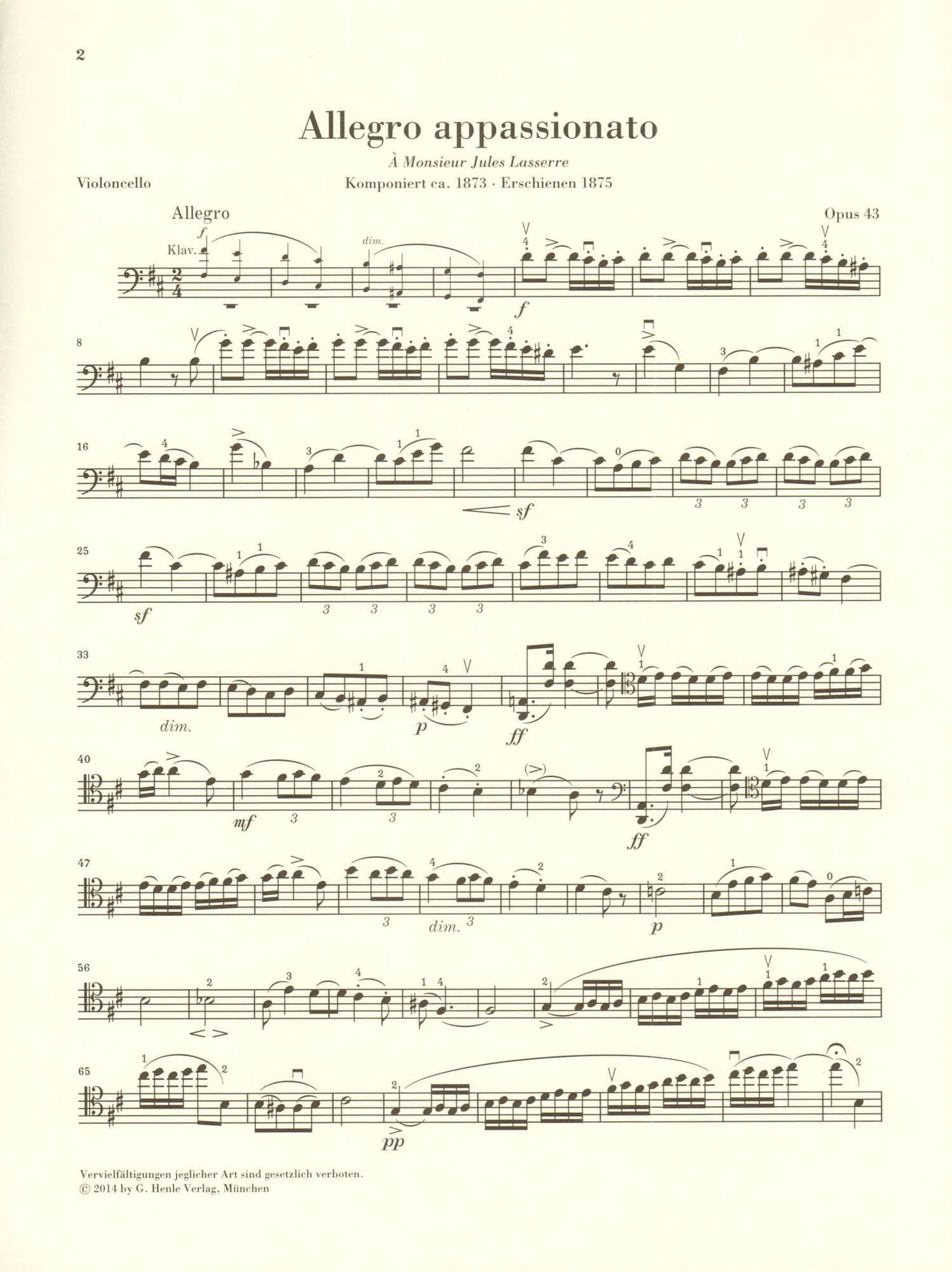 Saint-Saëns, Camille - Allegro Appassionato, Opus 43 - for Cello and Piano - edited by Jost and Geringas - G. Henle Verlag URTEXT - Image 7