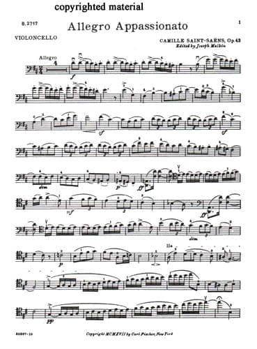 Saint-Saens, Camille - Allegro Appassionato, Op 43 - for Cello and Piano - edited by Joseph Malkin - Carl Fischer - Image 2