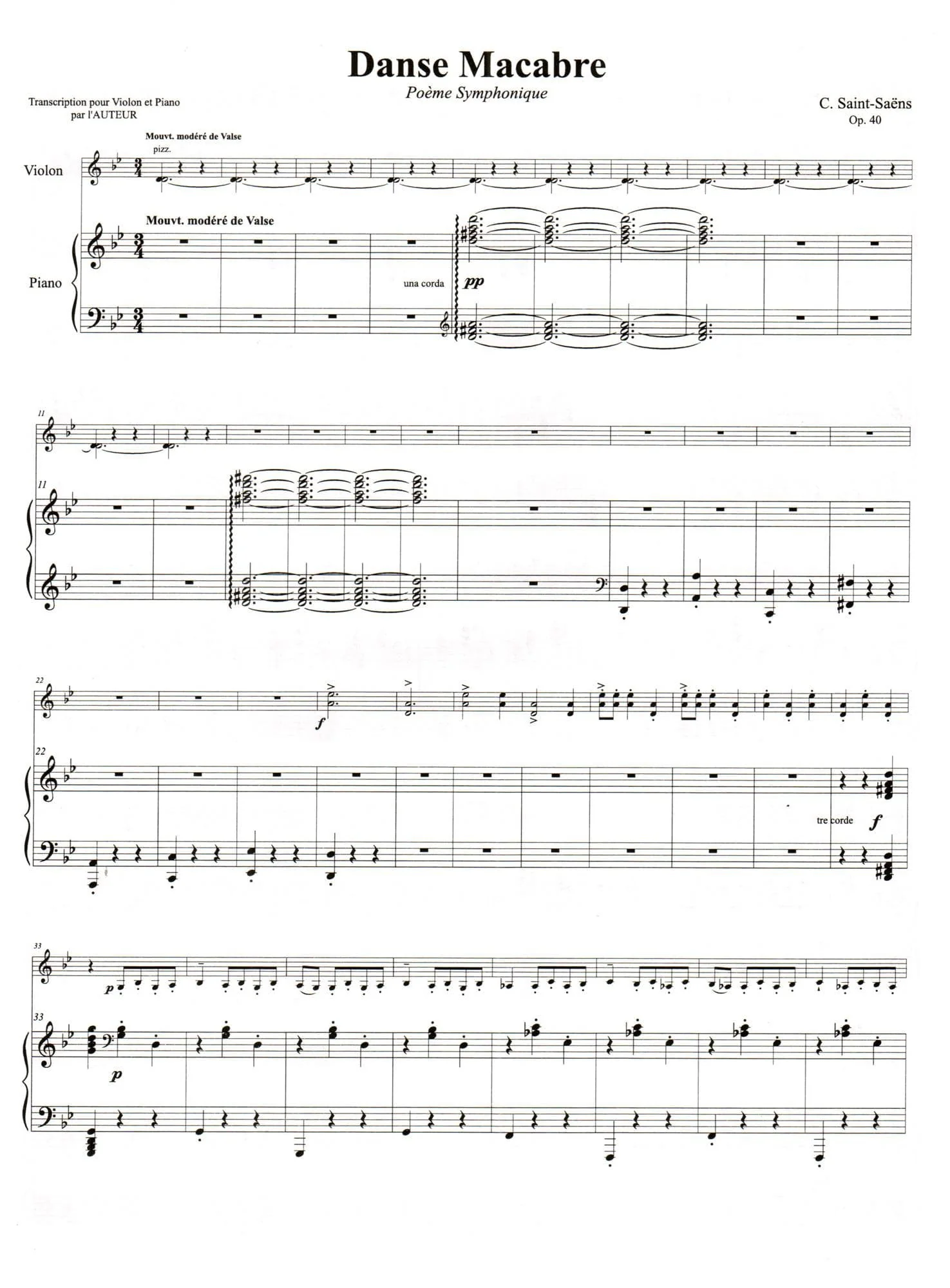 Saint-Saens, Camille - Danse Macabre, Op 40 - Violin and Piano - Kalmus Edition - Image 3