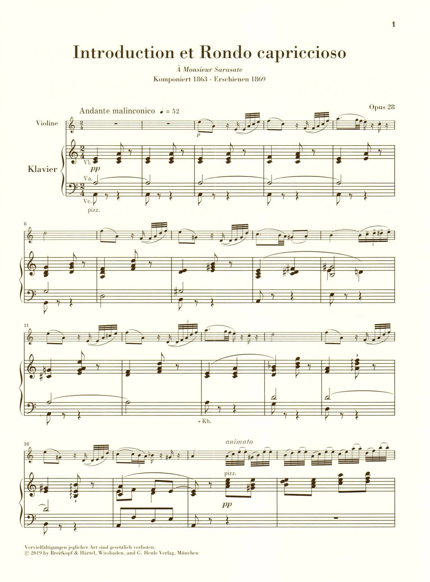 Saint-Saens, Camille - Introduction et Rondo capriccioso - for Violin and Piano - Edited by Peter Jost - G Henle Verlag URTEXT - Image 3