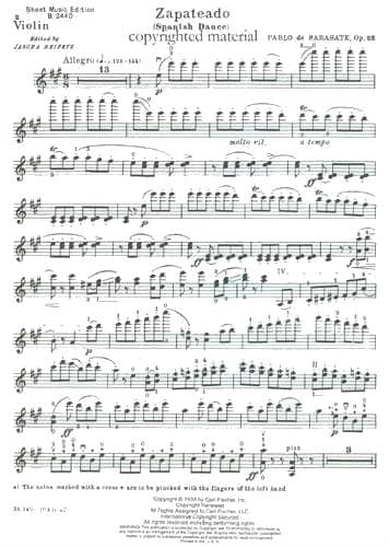 Sarasate, Pablo - Zapateado Op 23 No 2 For Violin and Piano Edited by Jascha Heifetz Published by Carl Fischer - Image 2