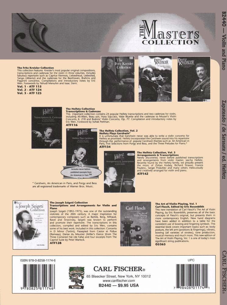 Sarasate, Pablo - Zapateado Op 23 No 2 For Violin and Piano Edited by Jascha Heifetz Published by Carl Fischer - Image 3