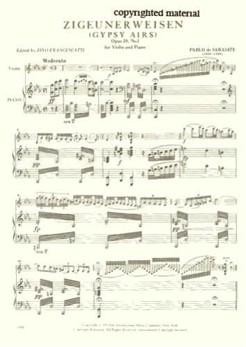 Sarasate, Pablo - Zigeunerweisen Op 20 - for Violin and Piano - edited by Francescatti - by International Music Company - Image 2