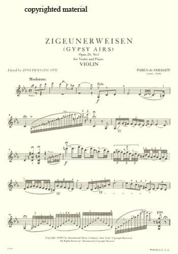 Sarasate, Pablo - Zigeunerweisen Op 20 - for Violin and Piano - edited by Francescatti - by International Music Company - Image 3