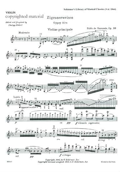 Sarasate, Pablo - Zigeunerweisen Op 20 - for Violin and Piano - edited by Mittell - G Schirmer - Image 2