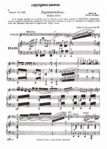 Sarasate, Pablo - Zigeunerweisen, Op 20 - for Violin and Piano - edited by Saenger - Carl Fischer - Image 2