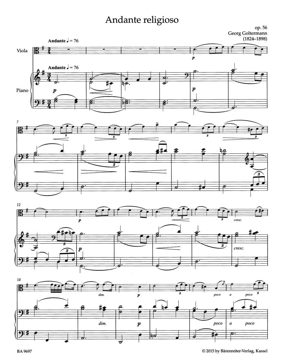 Concert Pieces for Viola and Piano - Viola Collection - edited by Kurt Sassmannshaus - Barenreiter - Image 2