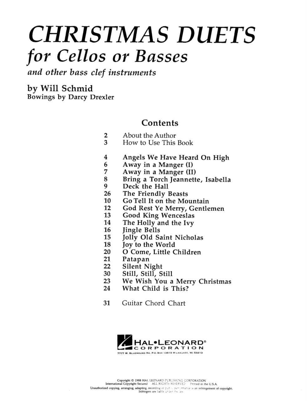 Schmid, Will - Christmas Duets For Cellos or Basses - Hal Leonard Corporation - Image 2