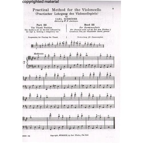 Schroeder - Violoncello Method - Volume 3 For Cello Published by Carl Fischer - Image 3