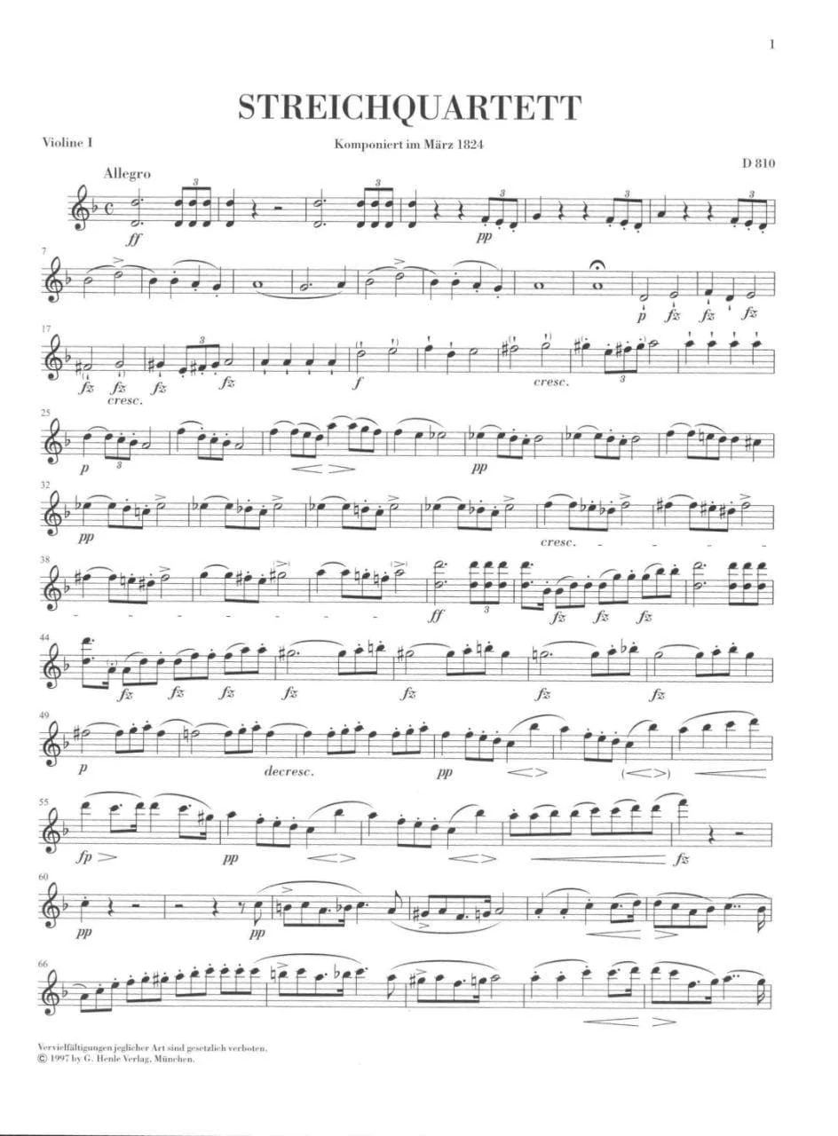 Schubert, Franz - Quartet in d minor D 810 URTEXT Published by G Henle Verlag - Image 2
