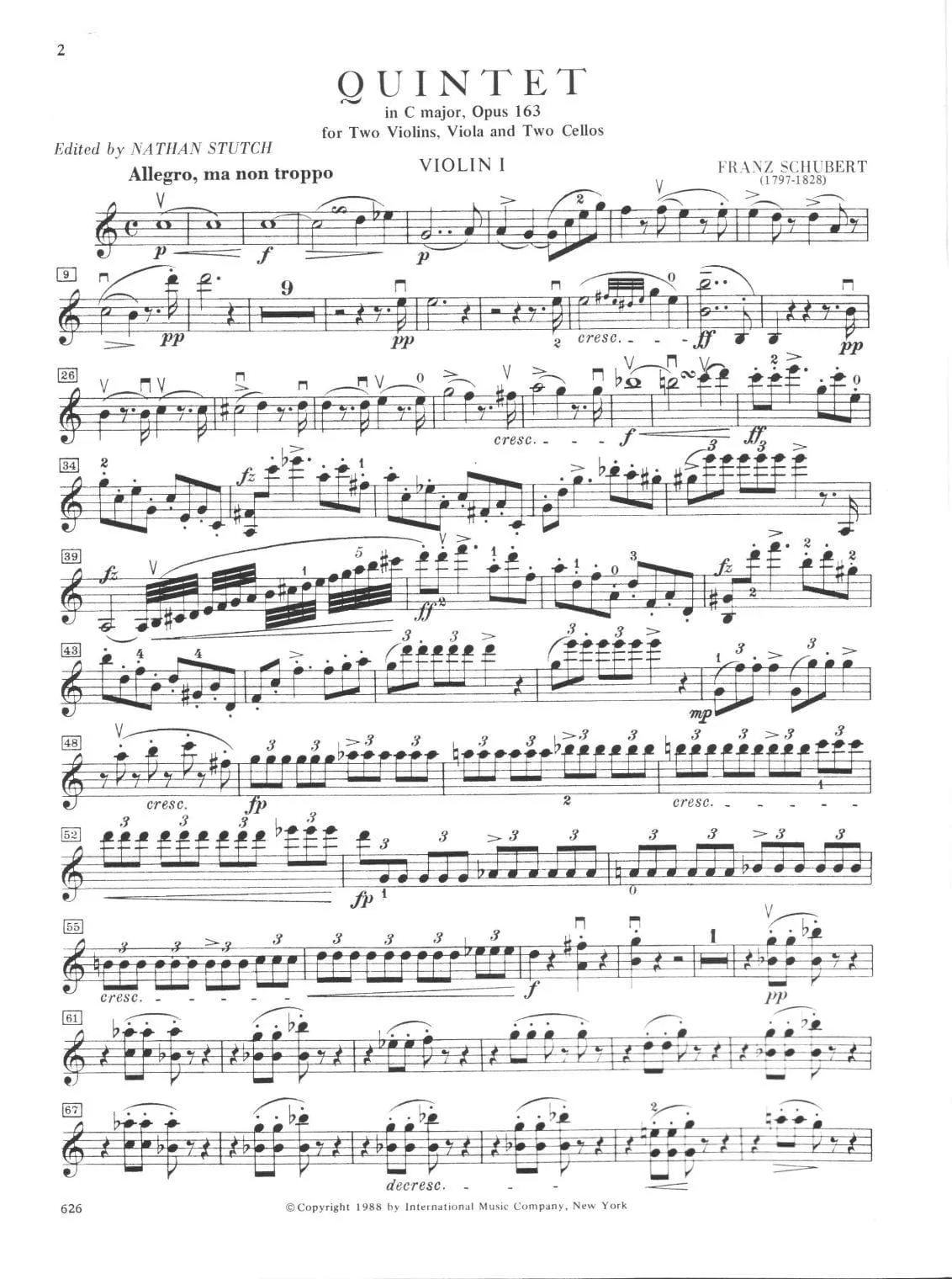 Schubert, Franz - Quintet In C Major, Op 163, D 956 - PARTS ONLY - International Music Company - Image 2