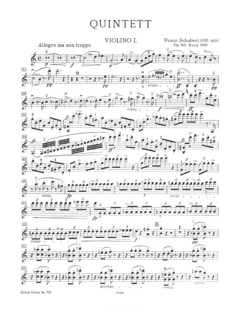 Schubert, Franz - Quintet In C Major, Op 163, D 956 - PARTS ONLY - Peters Edition - Image 2