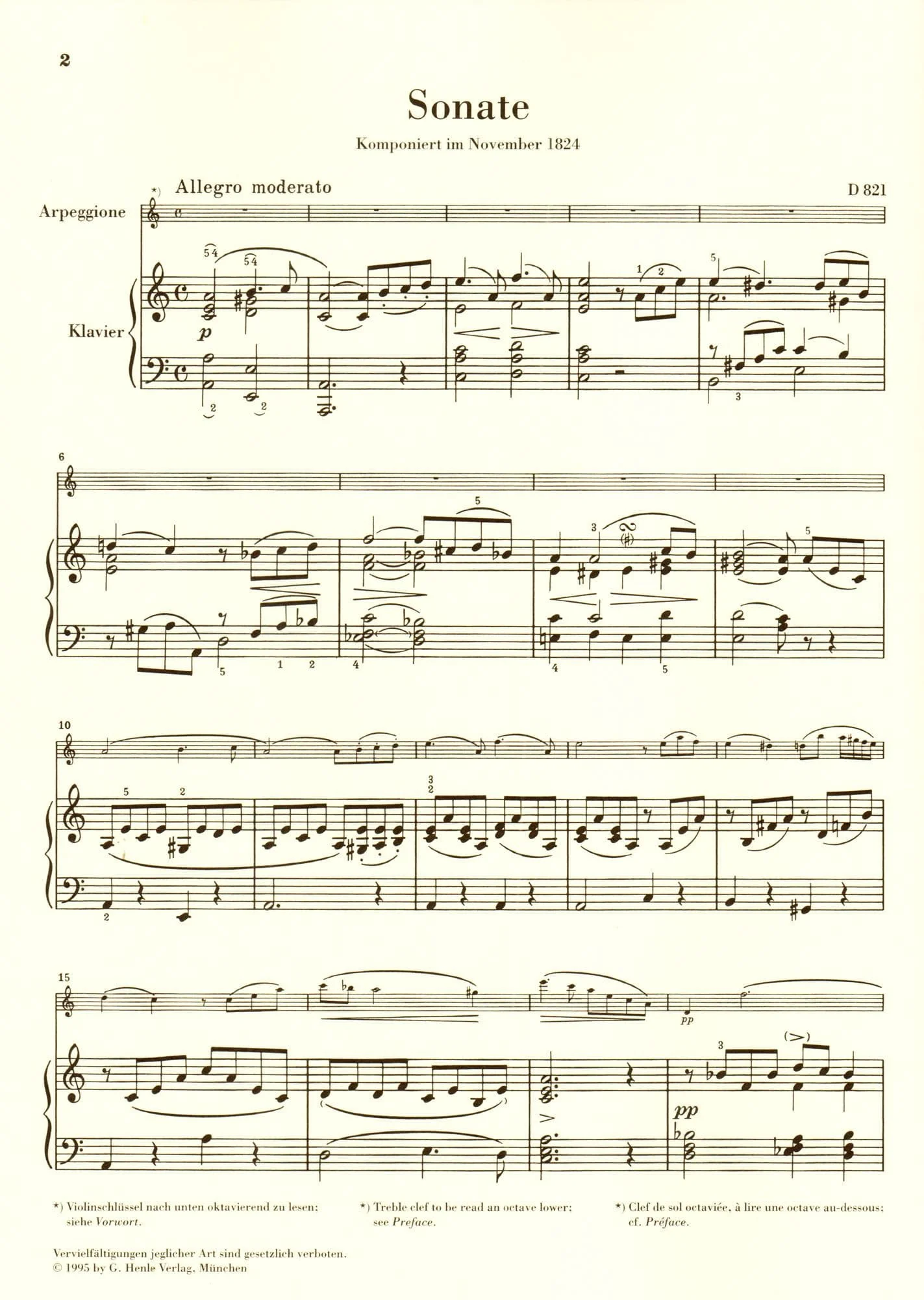 Schubert, Franz - Sonata in a minor ( Arpeggione ) D 821 For Viola and Piano URTEXT Published by G Henle Verlag - Image 2