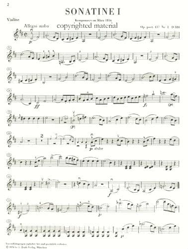 Schubert, Franz - 3 Sonatinas for Violin and Piano, Op post 137 - edited by Rohrig - G Henle Verlag URTEXT - Image 3
