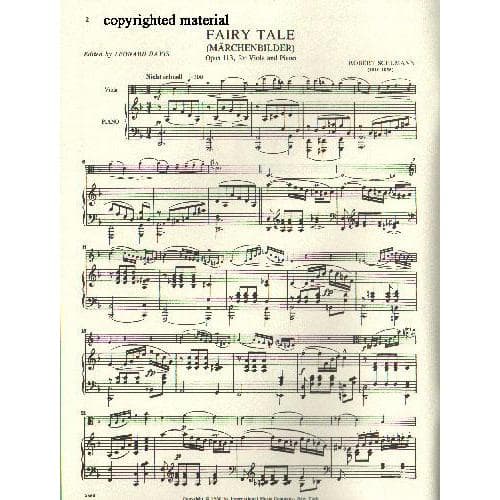 Schumann, Robert - Marchenbilder ( Fairy Tales ) Op 113 For Viola and Piano Published by International Music Company - Image 2