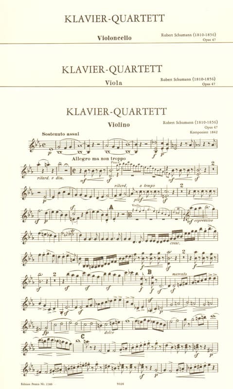 Schumann, Robert - Piano Quartet in E-flat Major, Op 47 Peters Edition - Image 4