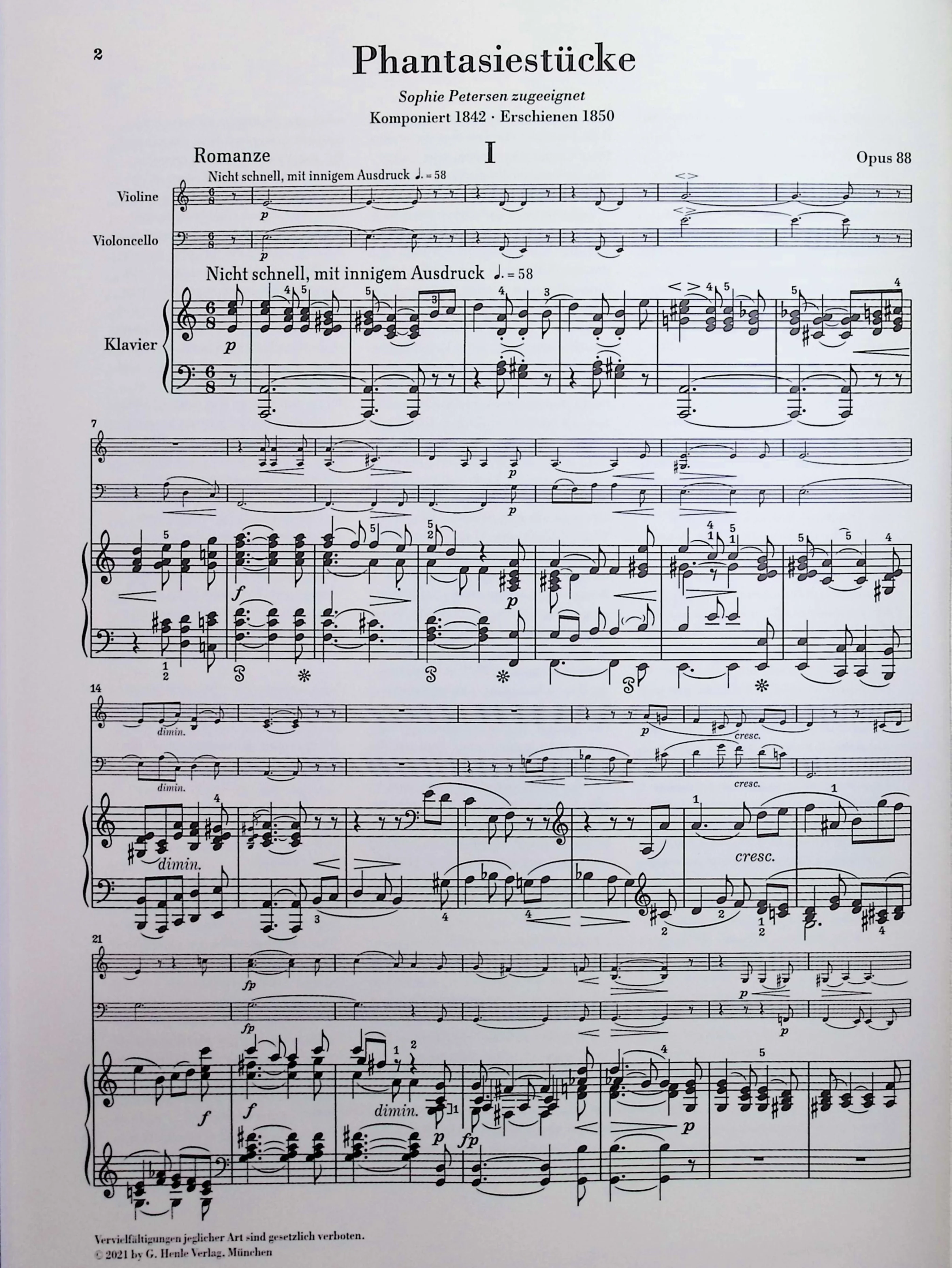 Schumann, Robert - Fantasy Pieces op. 88 - Edited by Herttrich - G. Henle Verlag - Image 2