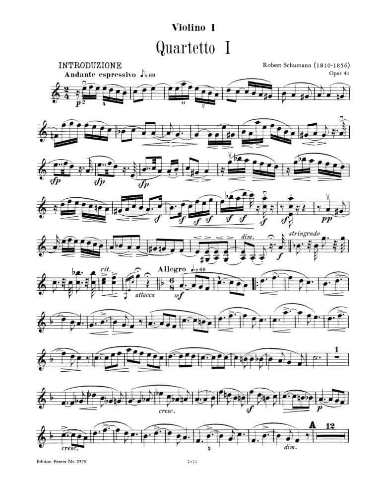 Schumann, Robert - Three Quartets, Op 41 Edited by Herrmann Peters Edition - Image 2
