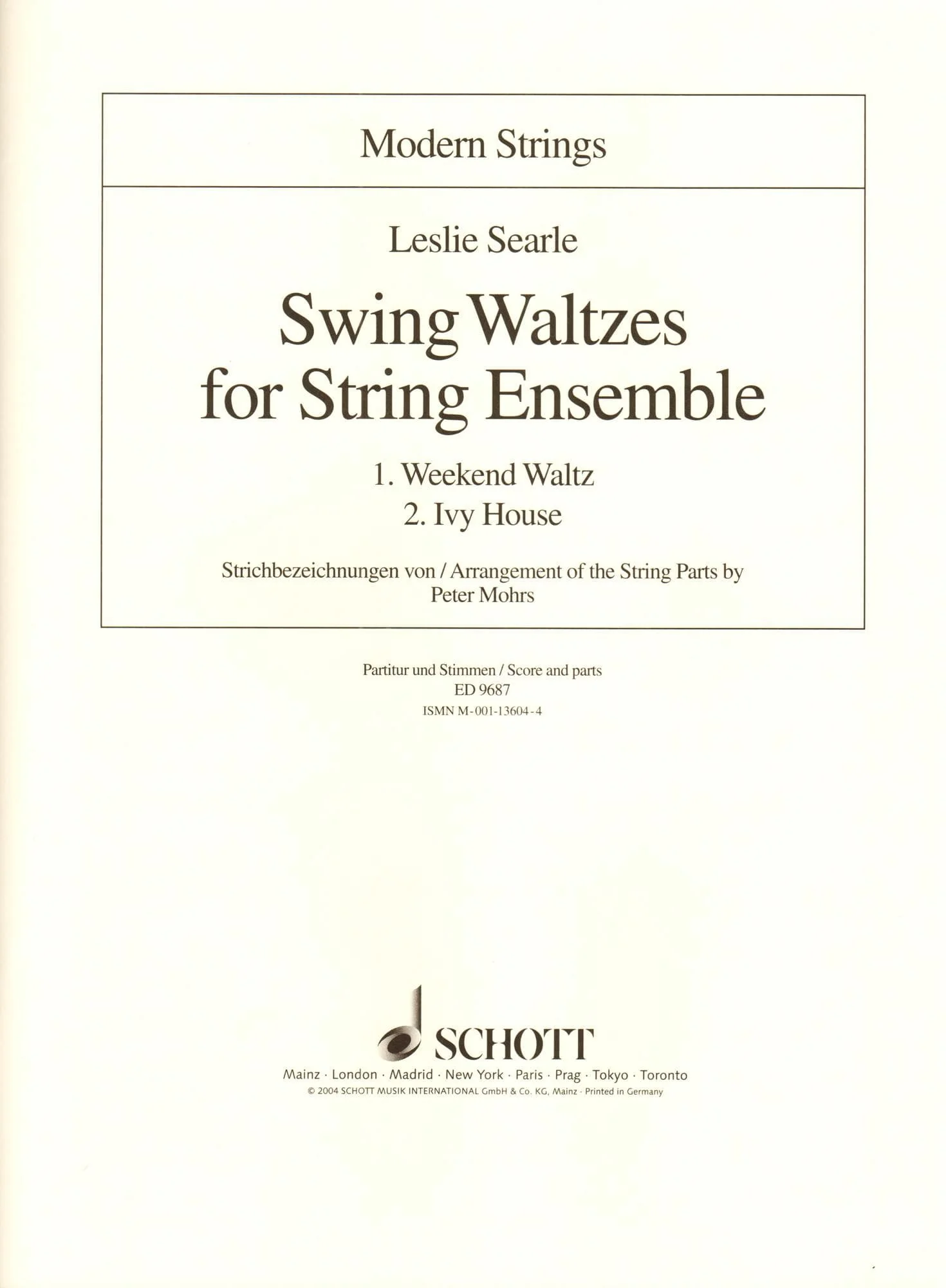 Searle, Leslie - Swing Waltzes for String Ensemble Score and Parts Published by Schott Music - Image 2