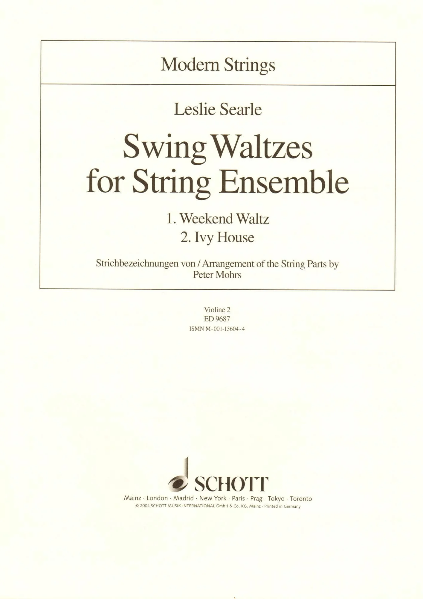 Searle, Leslie - Swing Waltzes for String Ensemble Score and Parts Published by Schott Music - Image 5