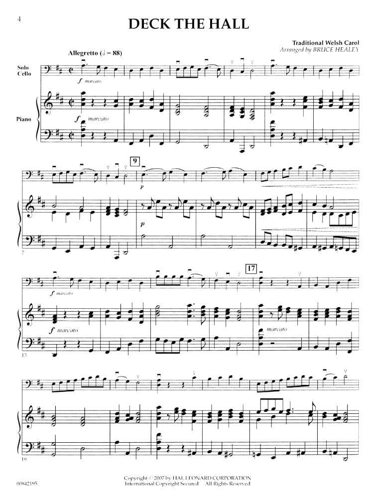 Season of Carols - Cello and Piano - arranged by Bruce Healey - Hal Leonard Edition - Image 3
