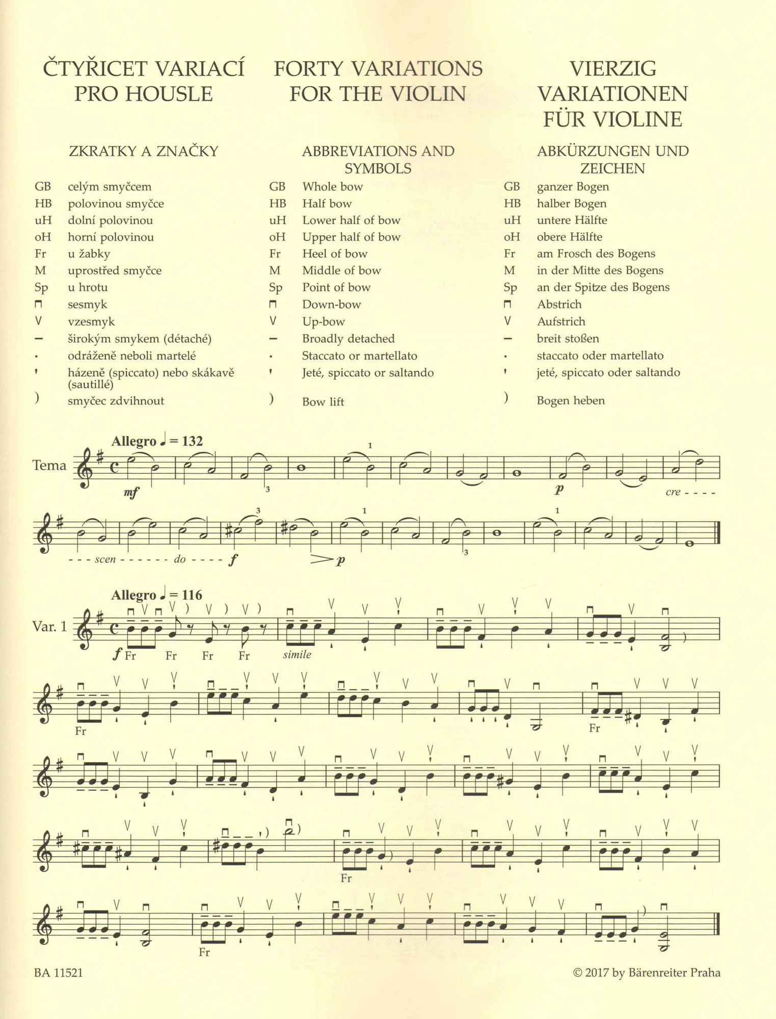 Sevcik, Otakar - 40 Variations Op 3 for Violin - Barenreiter - Image 4