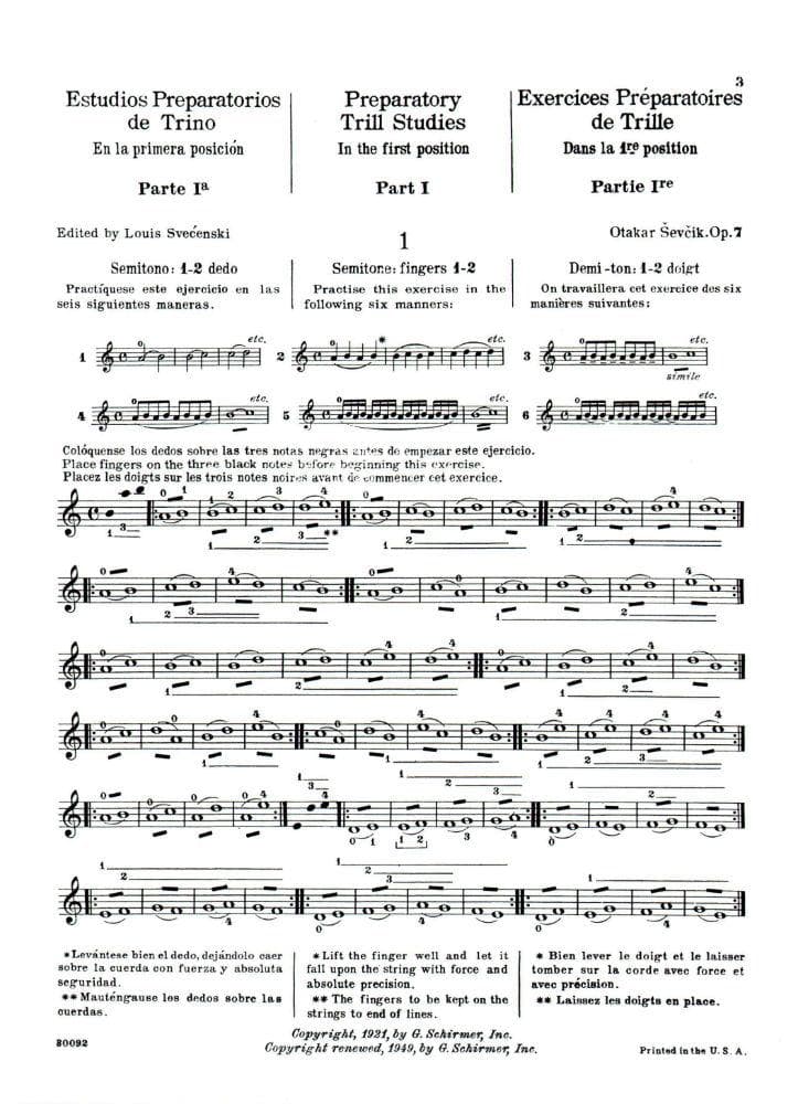 Sevcik, Otakar - Preparatory Trill Studies Op 7 For Violin Published by G Schirmer - Image 2