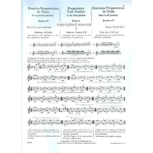 Sevcik, Otakar - Preparatory Trill Studies Op 7 For Violin Published by G Schirmer - Image 3
