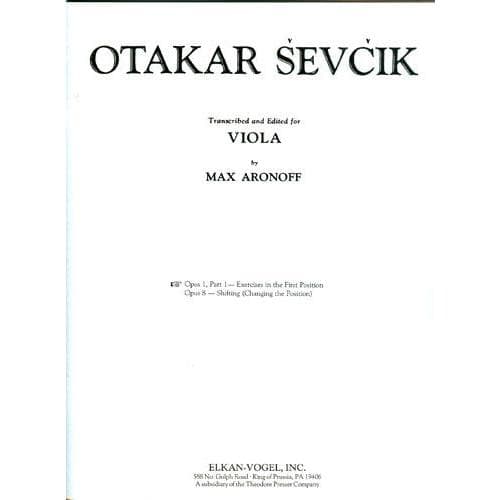 Sevcik, Otakar - School of Technics Op 1 - Part 1 For Viola Aranged by Aronoff Published by Elkan-Vogel, Inc