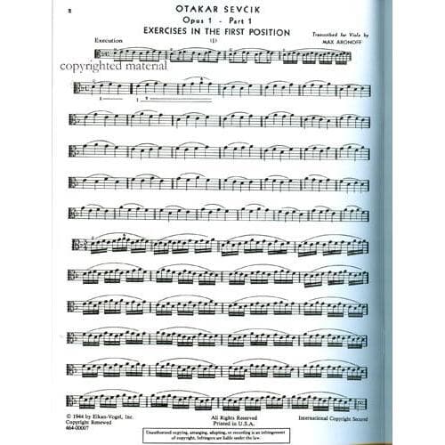 Sevcik, Otakar - School of Technics Op 1 - Part 1 For Viola Aranged by Aronoff Published by Elkan-Vogel, Inc - Image 2
